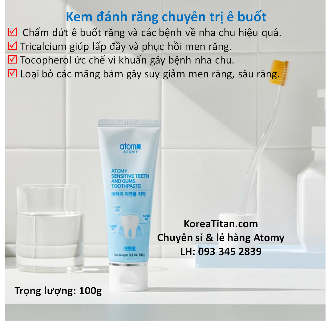 Toothpaste That Eliminates Sensitivity and Sensitivity of Teeth, Restores Tooth Enamel and Prevents Periodontal Disease - Atomy Sensitive Teeth and Gums Toothpaste 100g - 애터미 이앤몸 치약 - Атоми Паста Для Чувствительных Зубов И Десен