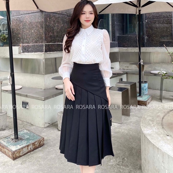 CV9 Chân Váy Xếp Ly Đen Thiết Kế Thời Trang Rosara