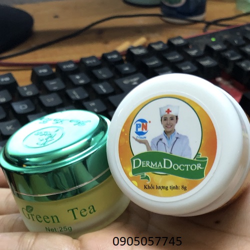 cặp đôi trà xanh Green Tea + kem dermadoctor dưỡng da chống nắng
