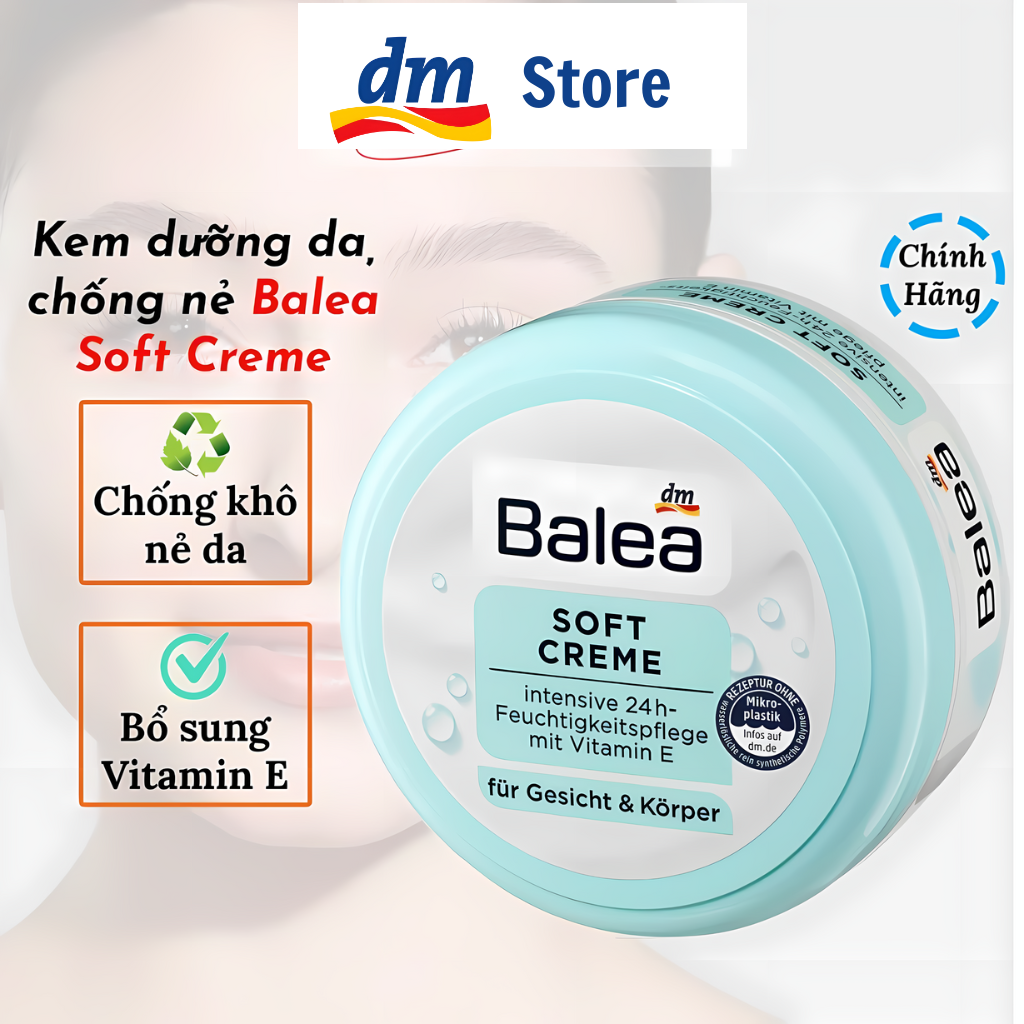 Kem dưỡng da chống nẻ Balea Soft, bổ sung vitamin E dưỡng ẩm mềm mịn da mặt và da toàn thân