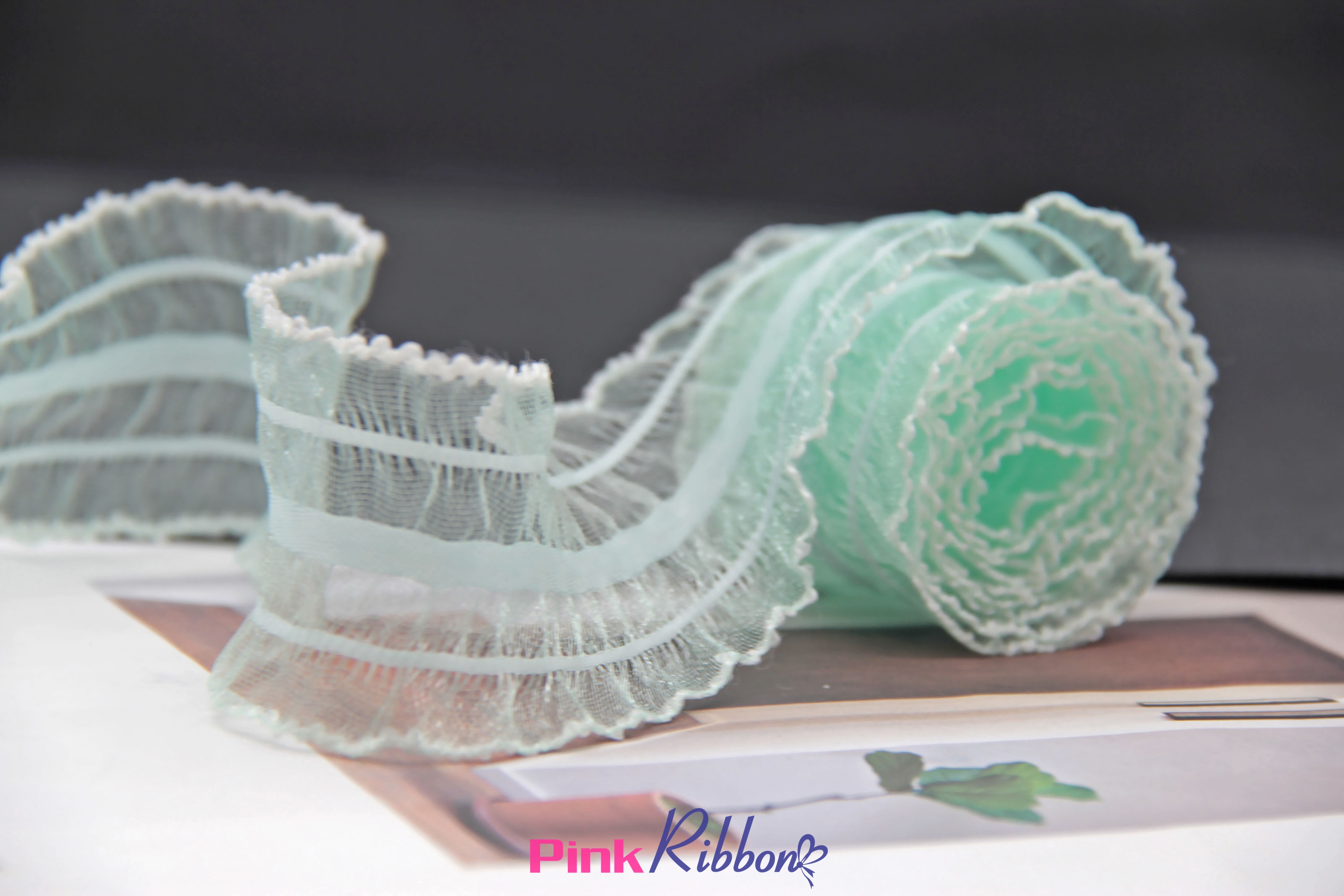 Voan dún viền chỉ trắng 4cm