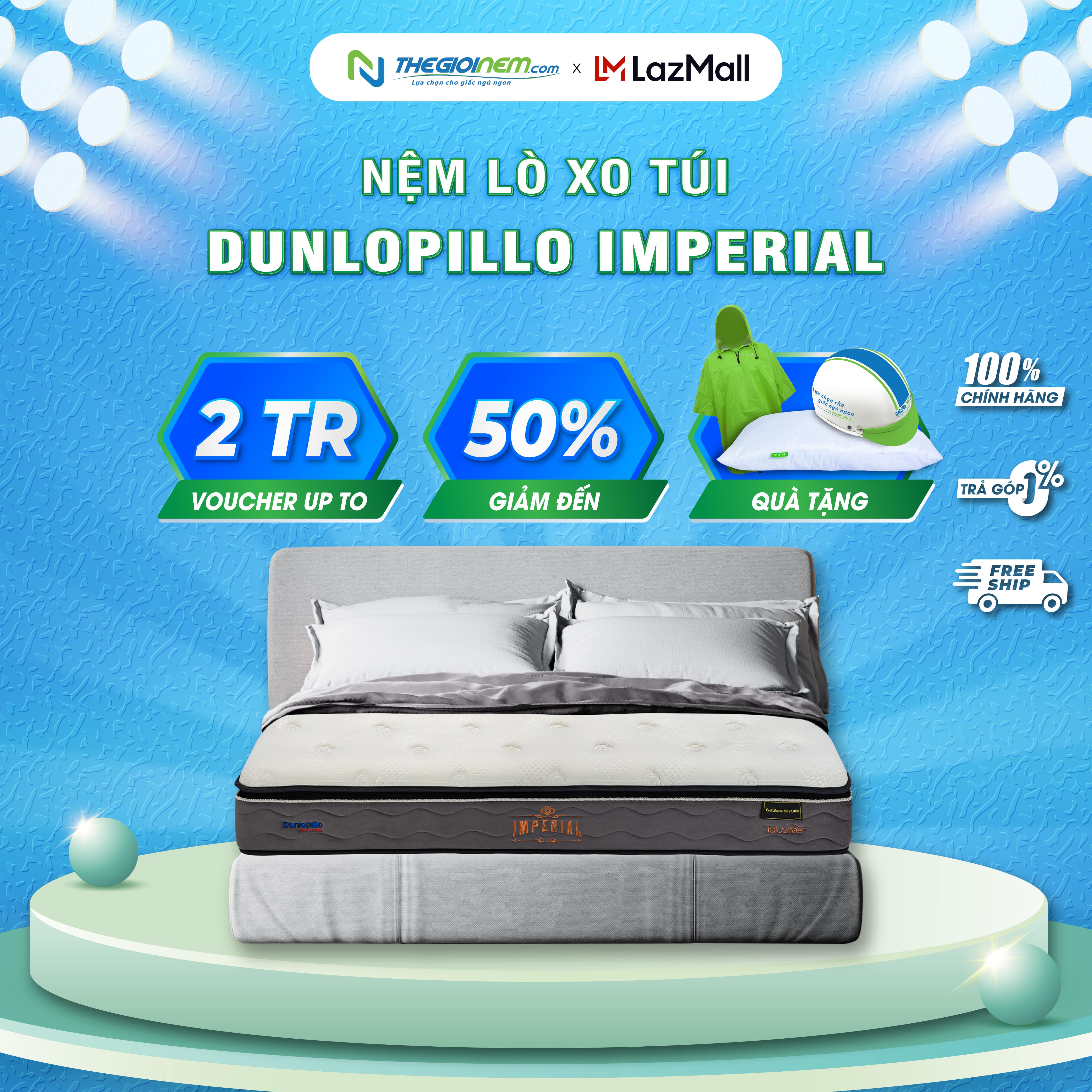 Nệm lò xo túi Dunlopillo Imperial-Độ cao 29cm