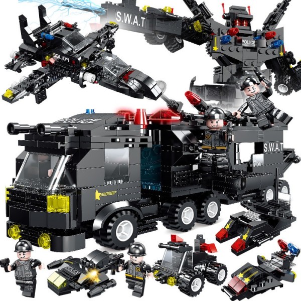 [500 chi tiết] Bộ đồ chơi Lego cảnh sát swat, lego robot, lego máy bay, Mô hình lắp ghép cho bé