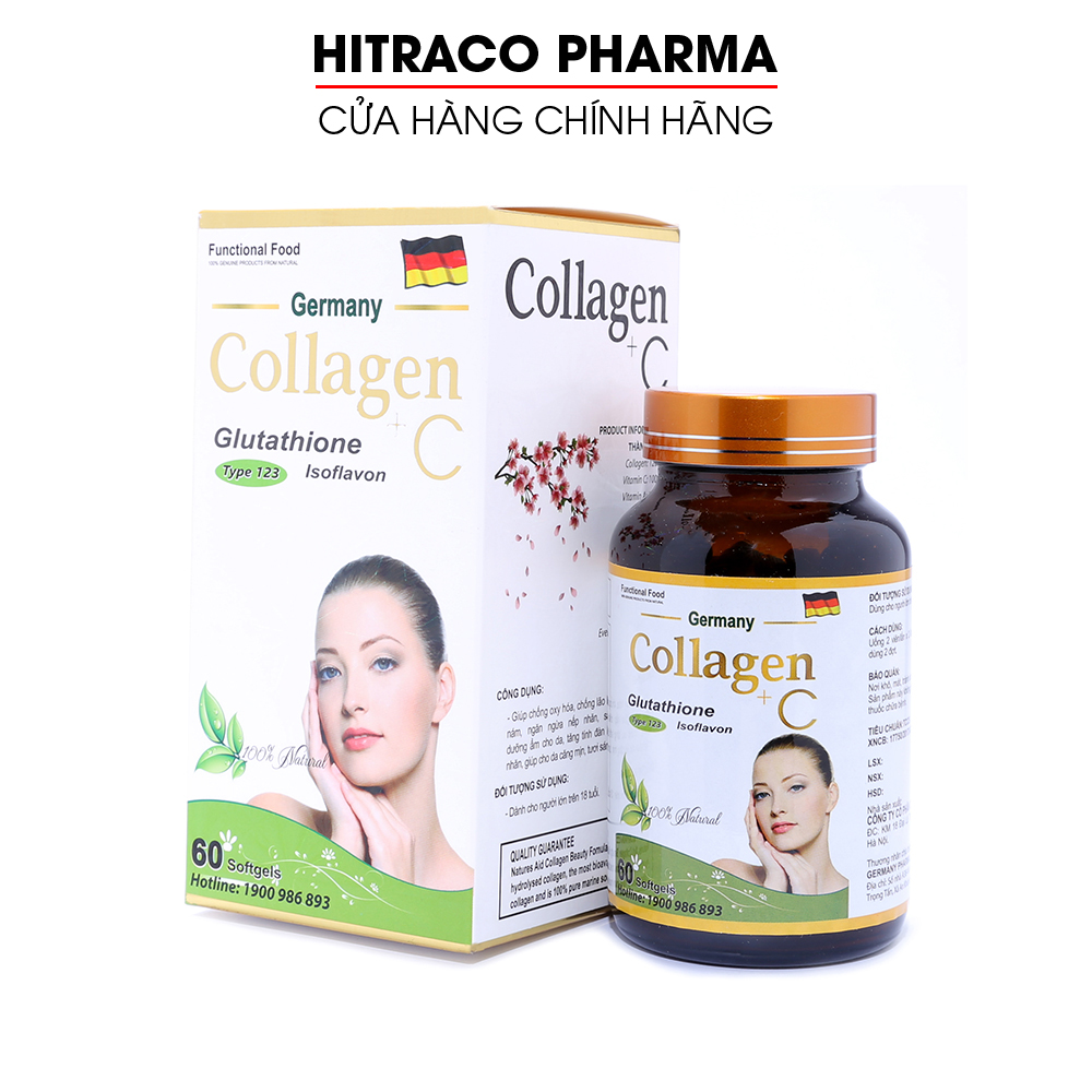 Viên uống đẹp da Collagen +C giảm thâm nám tàn nhang, ngừa nếp nhăn, chống lão hóa - Hộp 60 viên