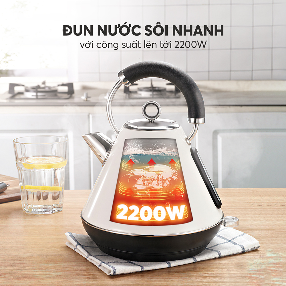 Ấm đun nước siêu tốc Elmich KEE1778 (Dung tích 1.8L, Mầu vàng kem, Bảo hành 36 tháng)