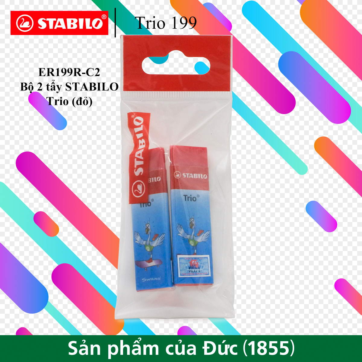 Bộ 2 tẩy STABILO Trio (nhiều màu) ER199-C2