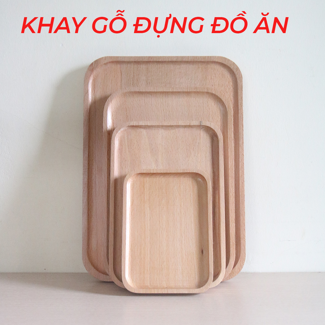Khay Gỗ Đựng Đồ Ăn GreenHome - Khay Gỗ Hình Chữ Nhật- Đĩa Gỗ Decor Chụp  Hình Món Ăn  - Hàng Việt Nam Chất Lượng  Cao