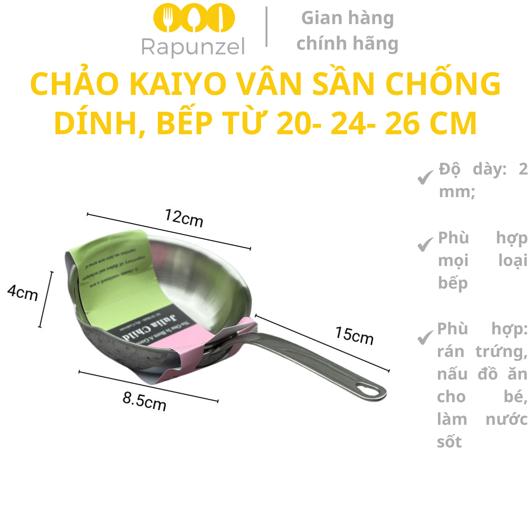 Chảo julia child inox nguyên khối bằng thép không gỉ 18/10, Size mini 12cm