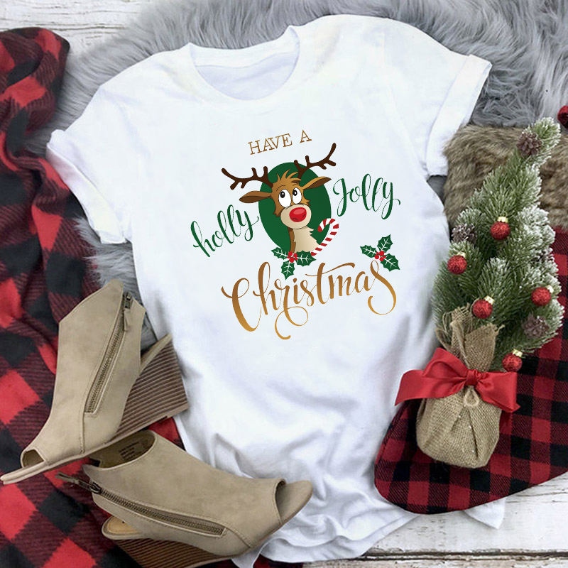 Christmas costume Merry Christmas T Shirt Merry Christmas black T-shirt for men and women couples short-sleeved street