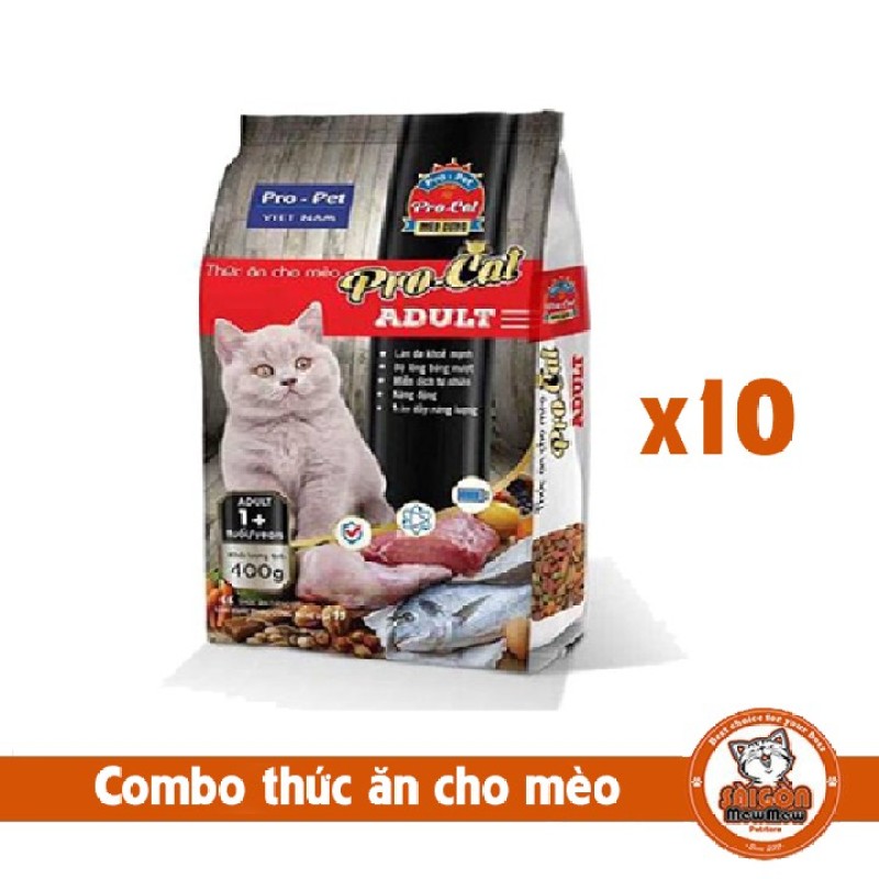 Combo 10 gói thức ăn cho mèo Pro Cat 4KG