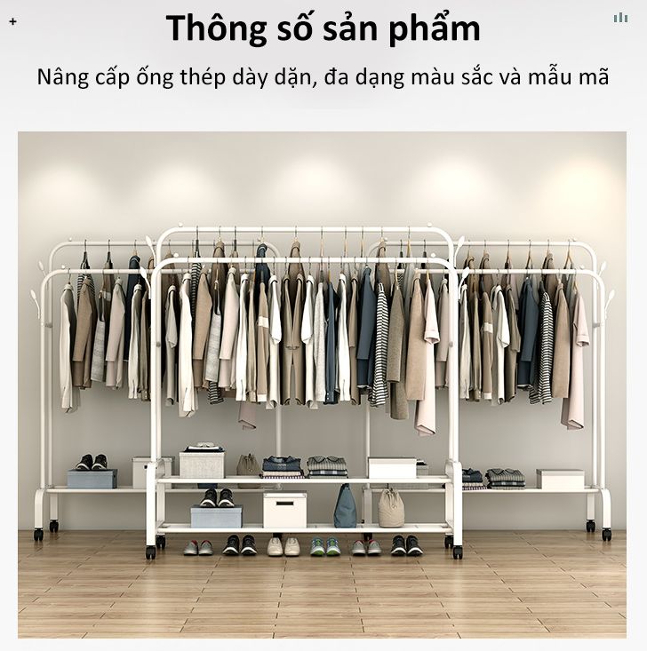 Giàn phơi quần áo đơn giản đặt trong phòng ngủ ngoài ban công có thể gập gọn - 105CM