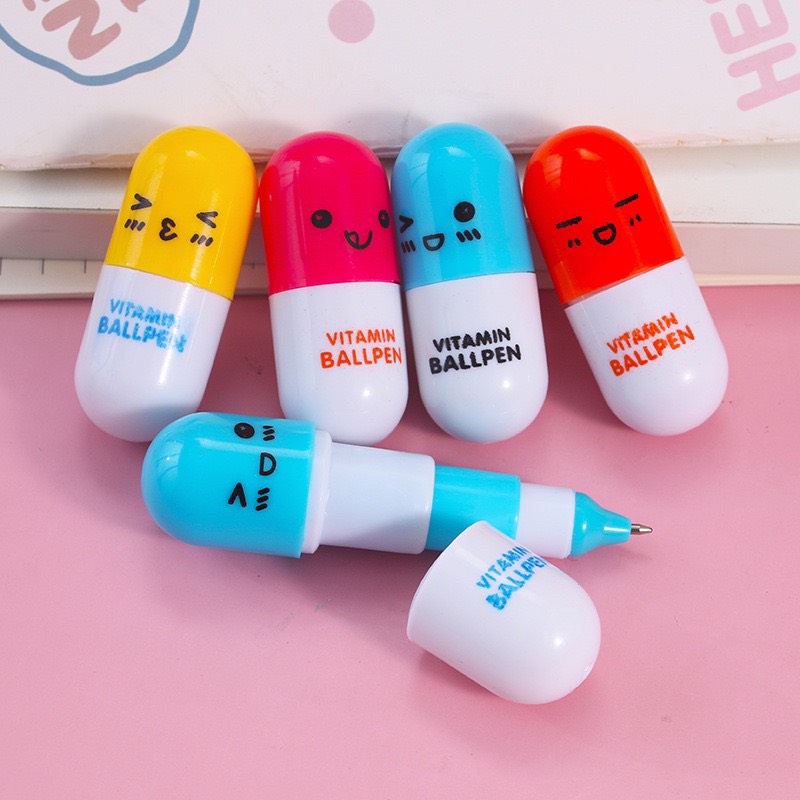 [quà tặng] Bút bi mực xanh hình viên thuốc