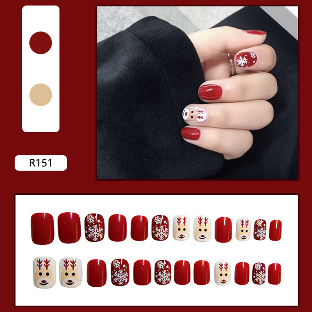 Hộp 24 móng tay giả dáng dài, nail giả mẫu mới về Kinakino phukienlamdep