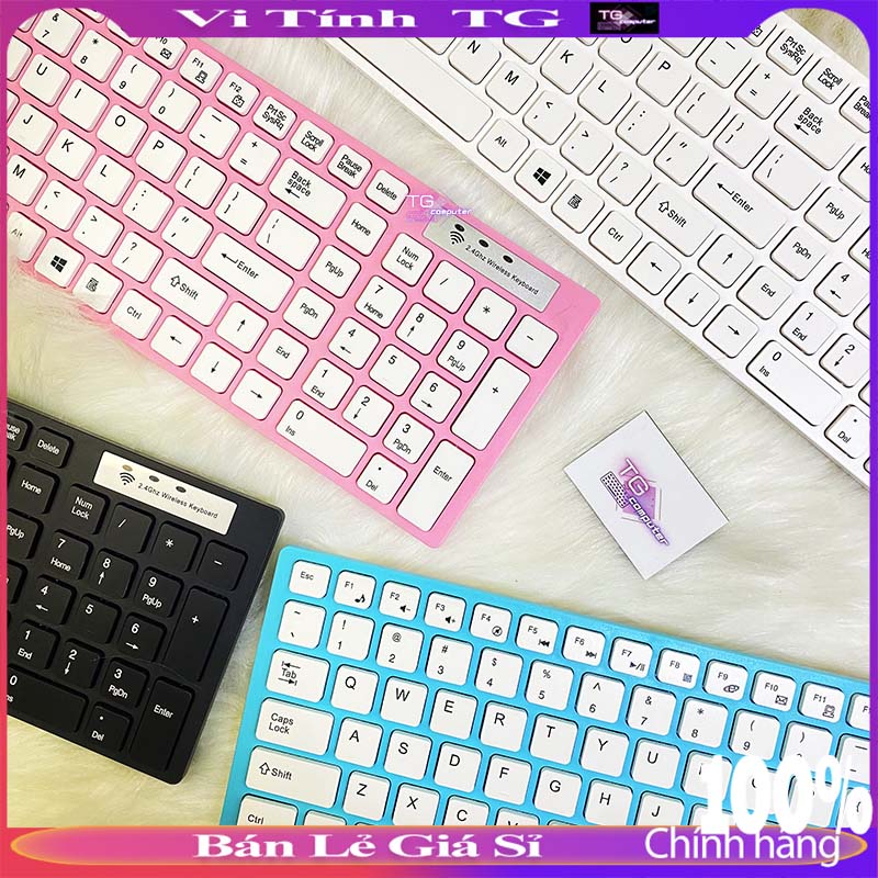 [HCM]Combo bàn phím chuột không dây màu hồng