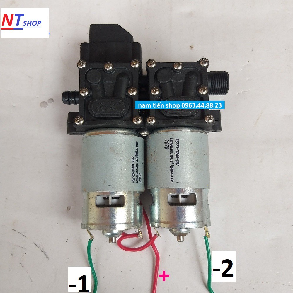 máy bơm phun sương đôi - bơm tăng áp mini (máy bơm nước 12v-đôi + 2 chuyển ống 8)