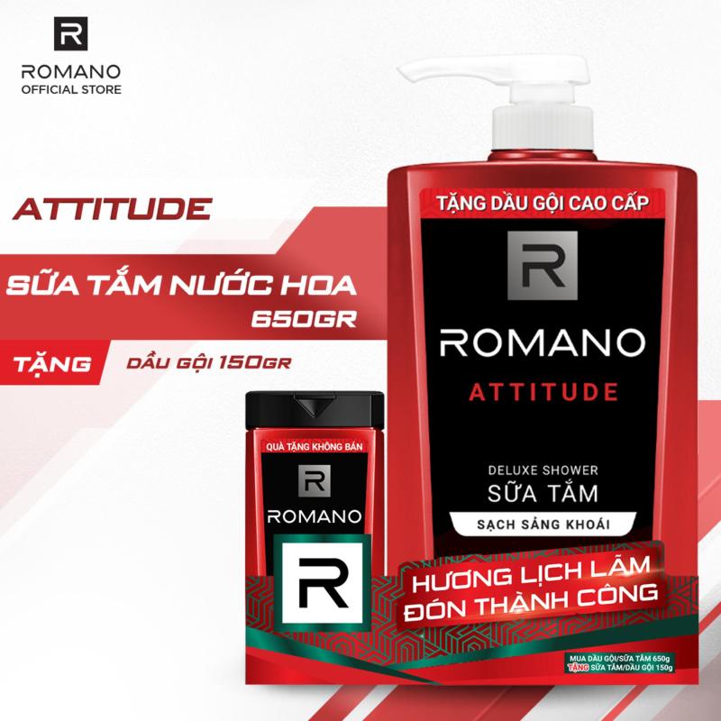 Sữa tắm Romano Attitude nồng ấm cá tính sạch sảng khoái 650gr - Tặng dầu gội Romano Attitude 150g cao cấp