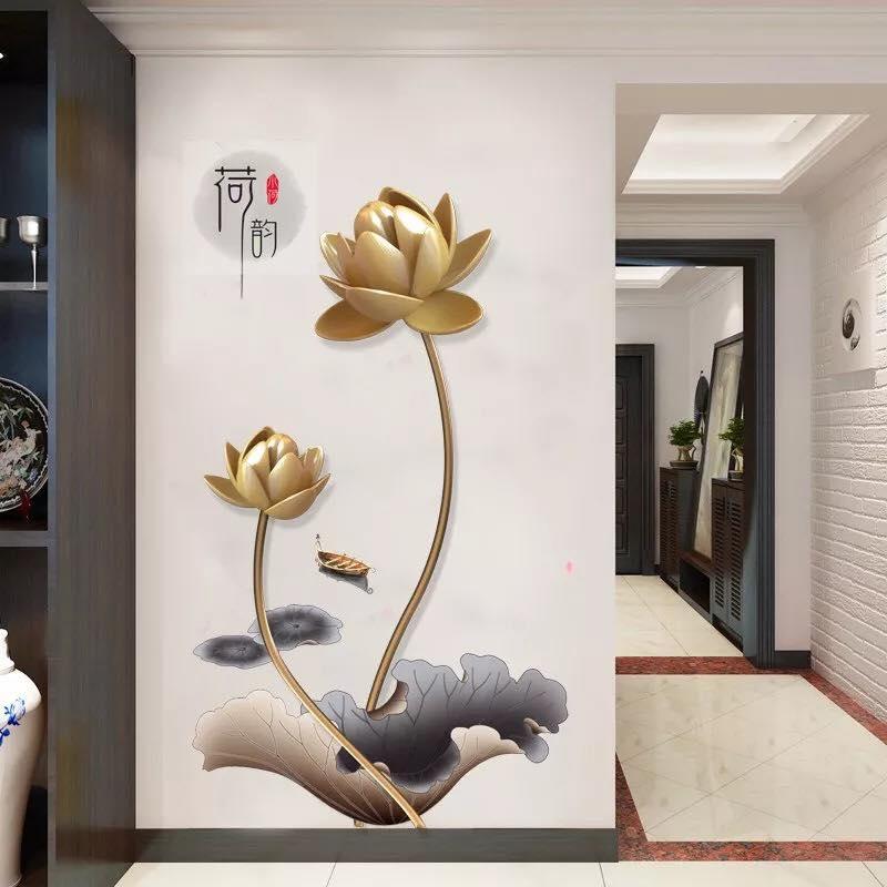 [HCM]Decal dán tường Hoa Sen Vàng đồng