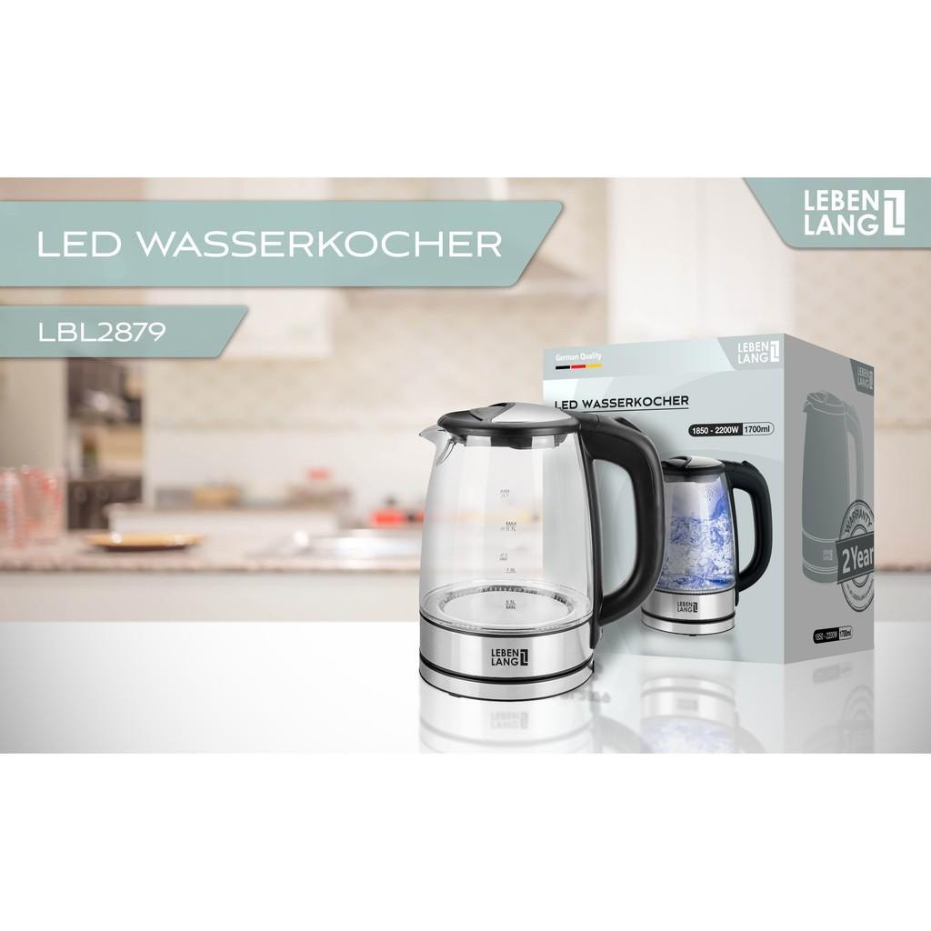 Ấm siêu tốc thuỷ tinh Lebenlang Đức LBL2879, dung tích 1,7L