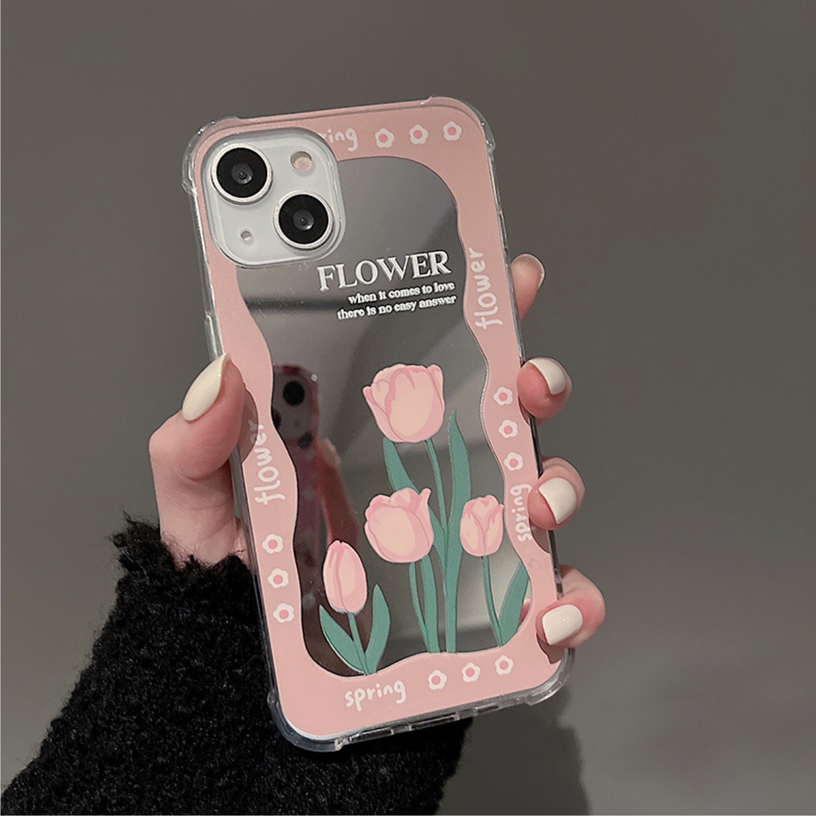 Ốp Lưng Gương Chống Sốc Flower Spring