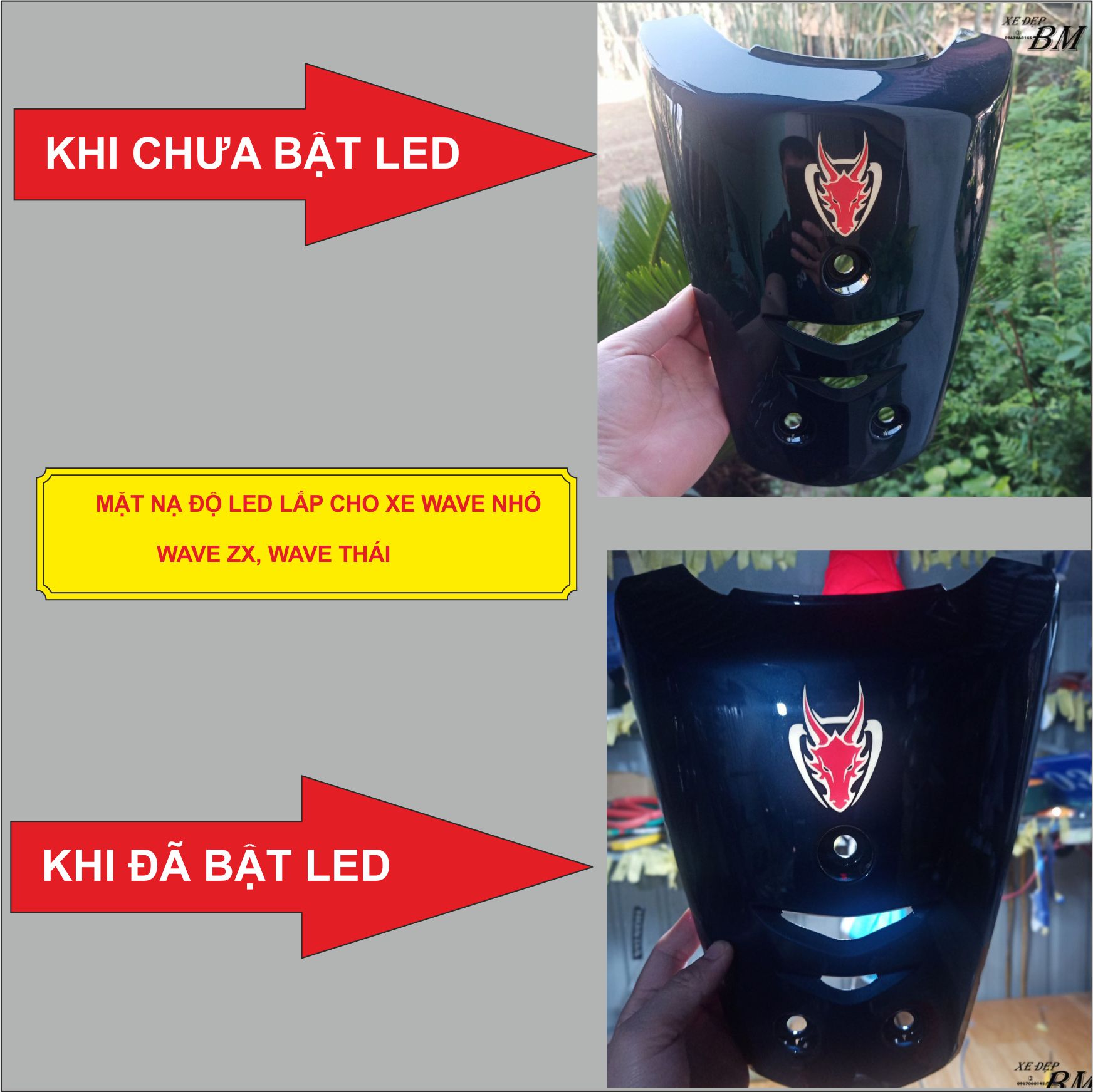 Mặt nạ độ cho xe wave nhỏ ( mặt nạ độ led, có chức năng phát sáng )