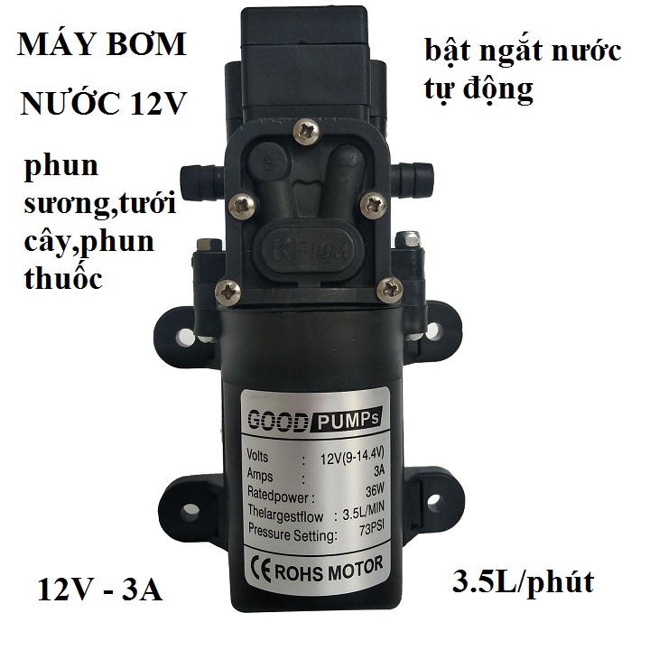 Bơm mini 12V phun sương, rửa xe, tăng áp máy giặt