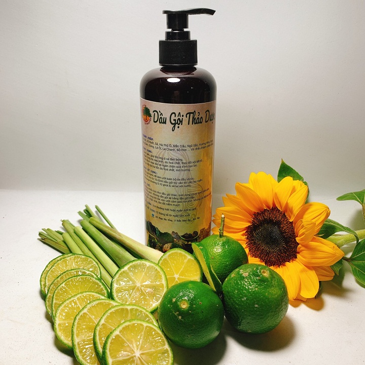 Shampoo herbal D ược lemon 1 lít-anti-hair loss, dandruff, mushroom, itching, do black hair, hair regrowth