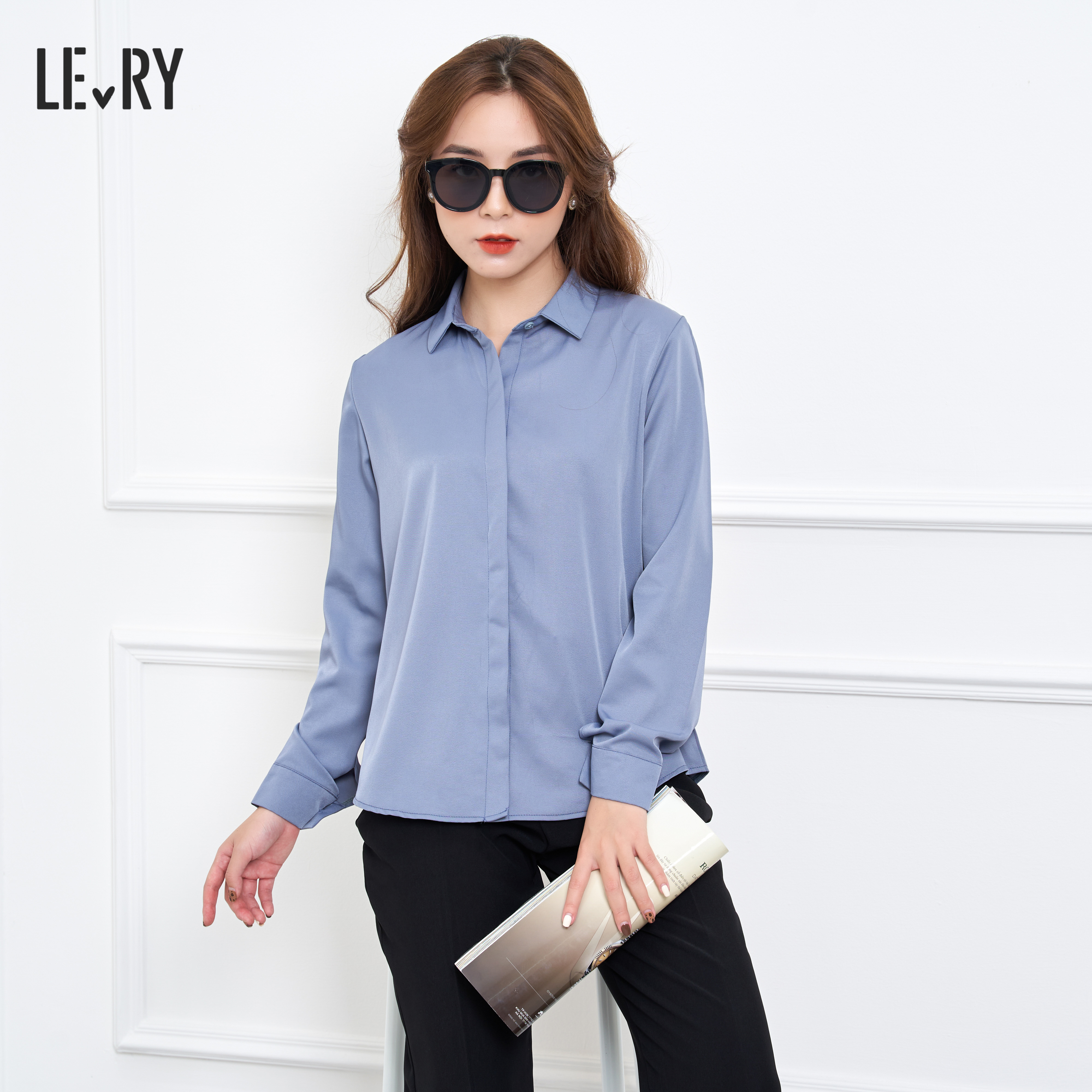 Áo Sơ Mi Nữ Xuất Hàn, Công Sở Thanh Lịch, Dáng Suông Che Bụng Sm-01 - Lery Factory
