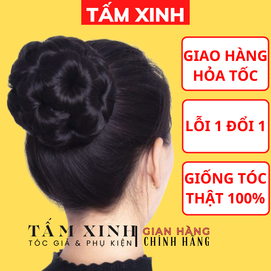 Búi tóc giả, búi hoa đẹp - không đá