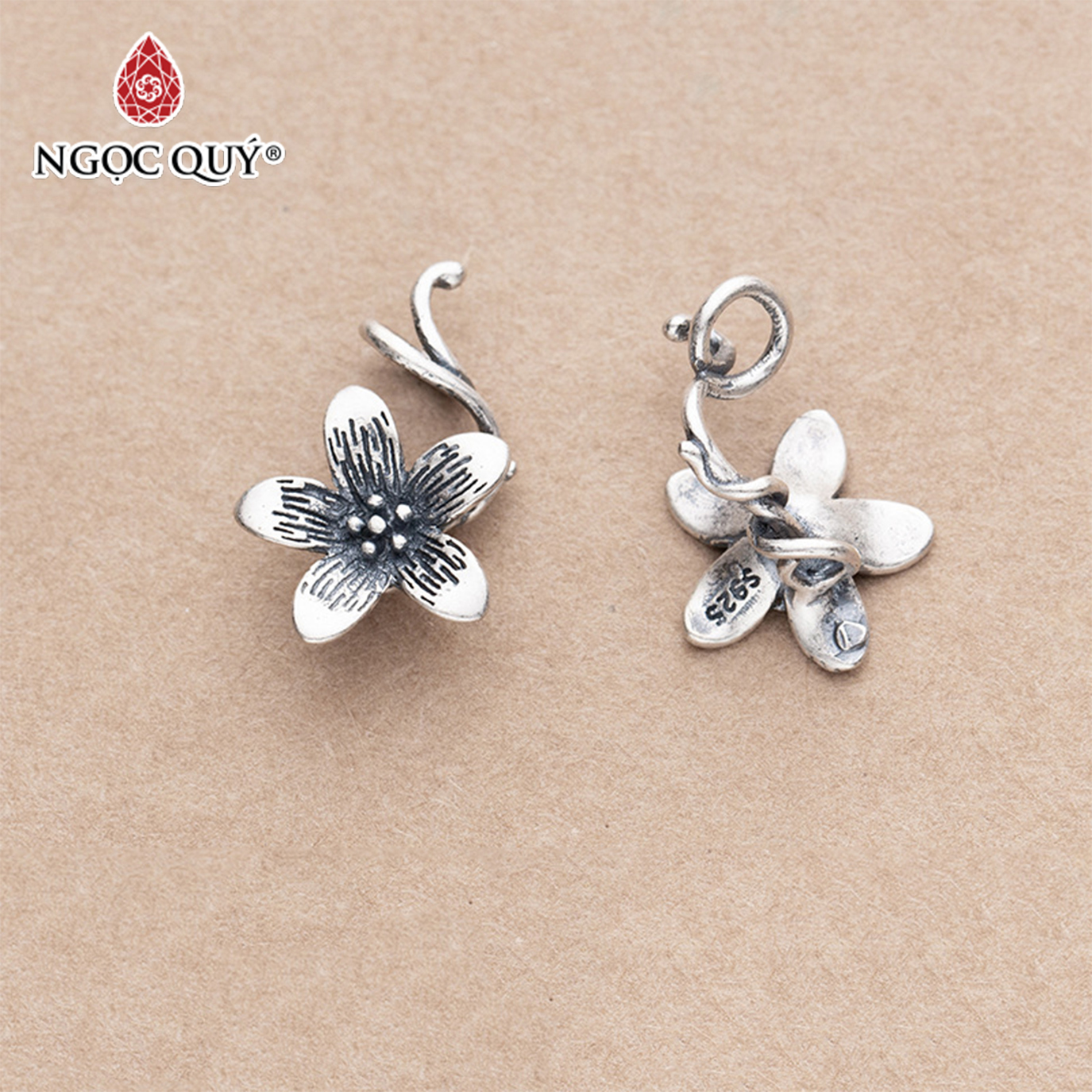[HCM]CHarm bạc hoa 5 cánh treo - Ngọc Qúy Gemstones