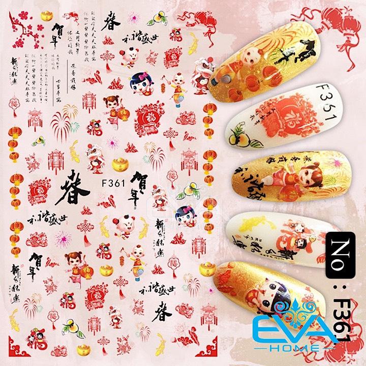 [HCM]Decal Dán Móng Tay 3D Nail Sticker Tráng Trí Móng Hoạ Tiết Tết Đón Xuân F361