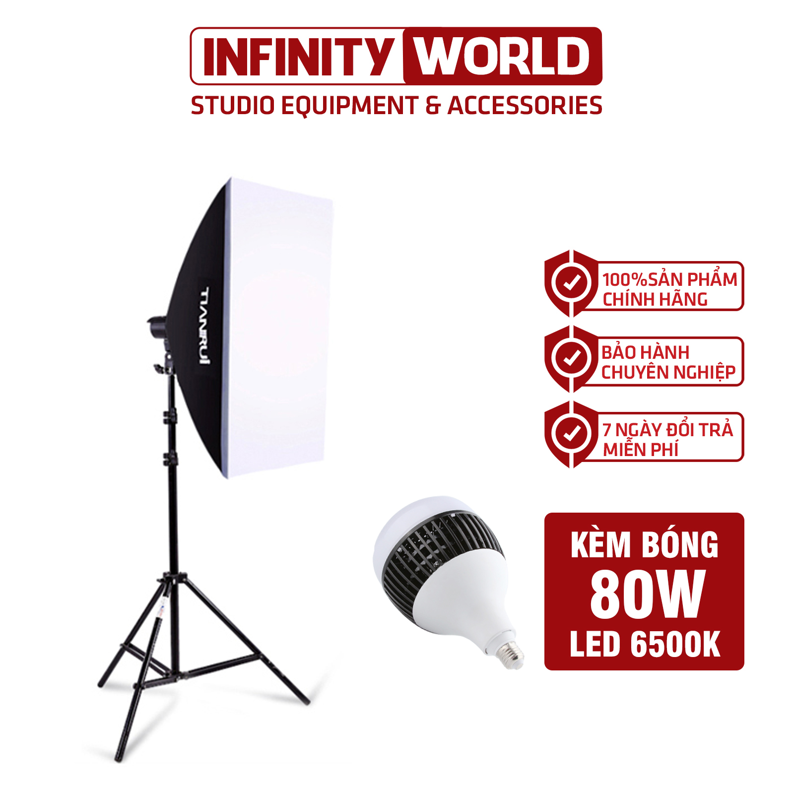 [LẺ] Set 1 đèn chụp ảnh sản phẩm/quay phim TIANRUI (Kèm 1 đèn LED tùy chọn công suất)
