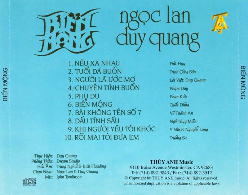 Bộ 5 đĩa CD nhạc tiếng hát Duy Quang 3