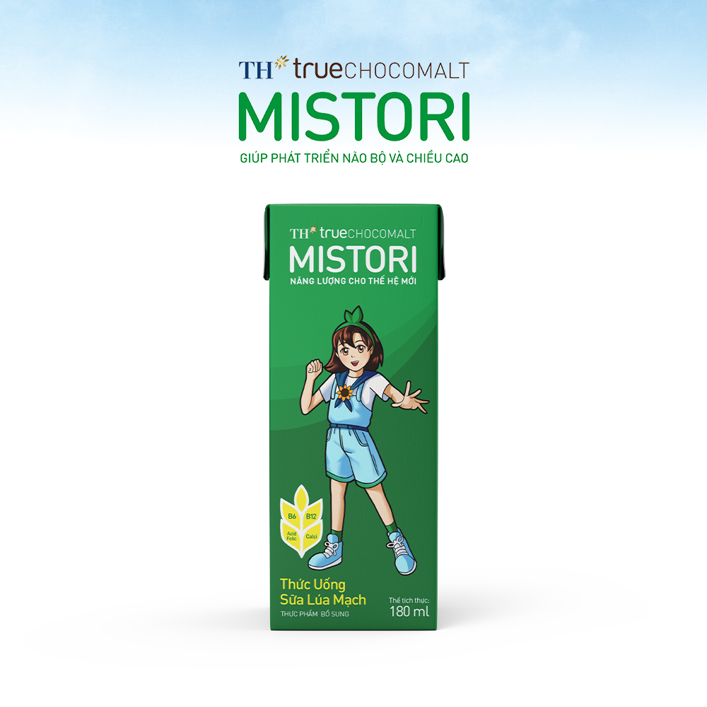 Thùng 48 hộp thức uống Sữa Lúa mạch TH true CHOCOMALT MISTORI 180 ml (180 ml x 48)