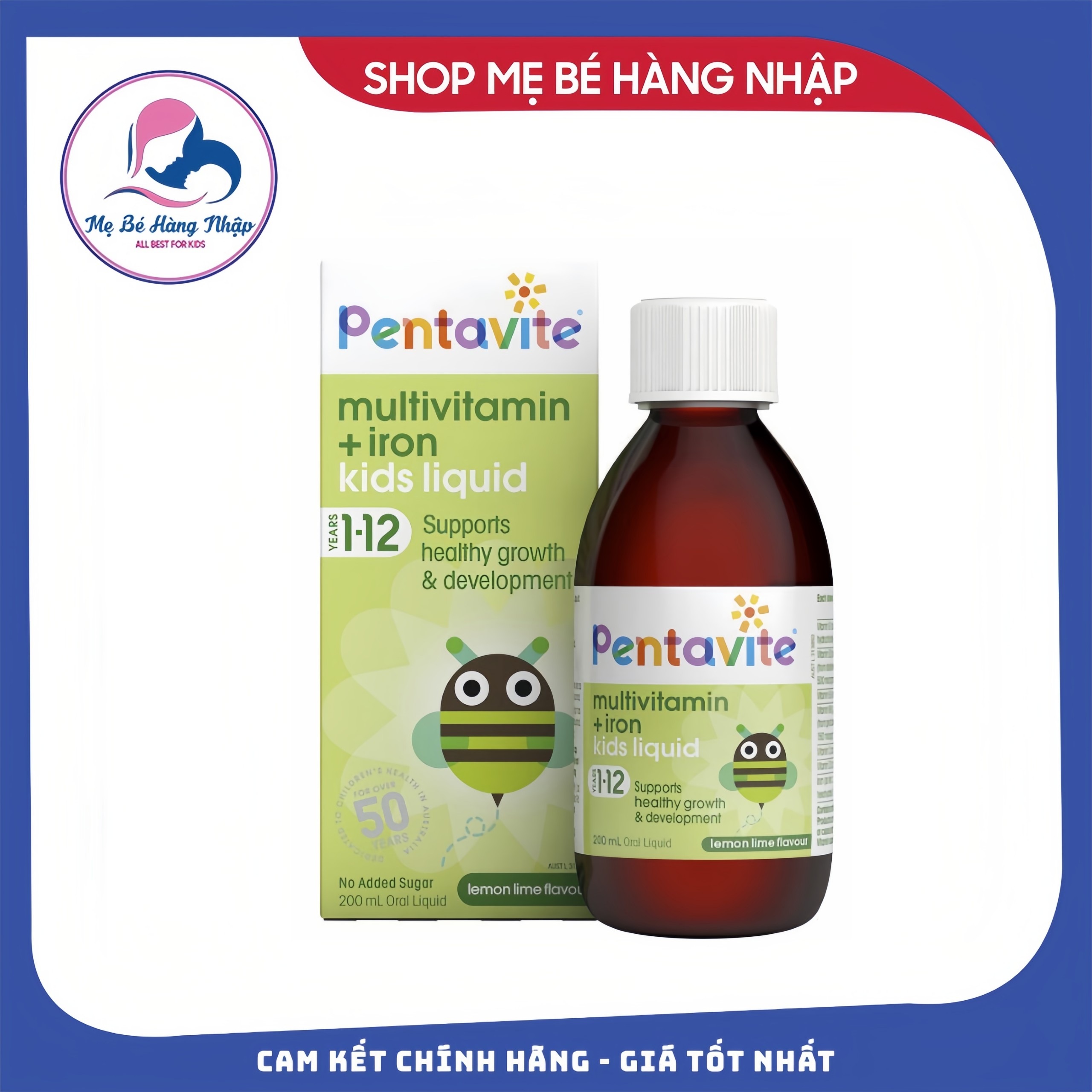 Siro Pentavite Multi Vitamin+ Iron-𝗩𝗶𝘁𝗮𝗺𝗶𝗻 𝘁𝗼̂̉𝗻𝗴 𝗵𝗼̛̣𝗽 𝘃𝗼̛́𝗶 𝗦𝗮̆́𝘁 𝗰𝗵𝗼 𝗯𝗲́ 𝘁𝘂̛̀ 𝟭 -𝟭𝟮 tuổi 200ml