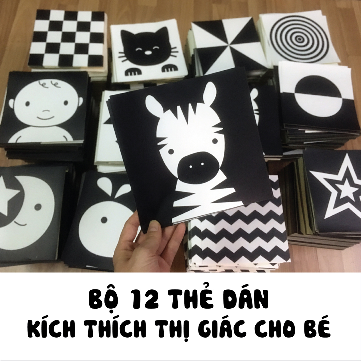 Bộ thẻ dán đen trắng KÍCH THÍCH THỊ GIÁC CHO BÉ