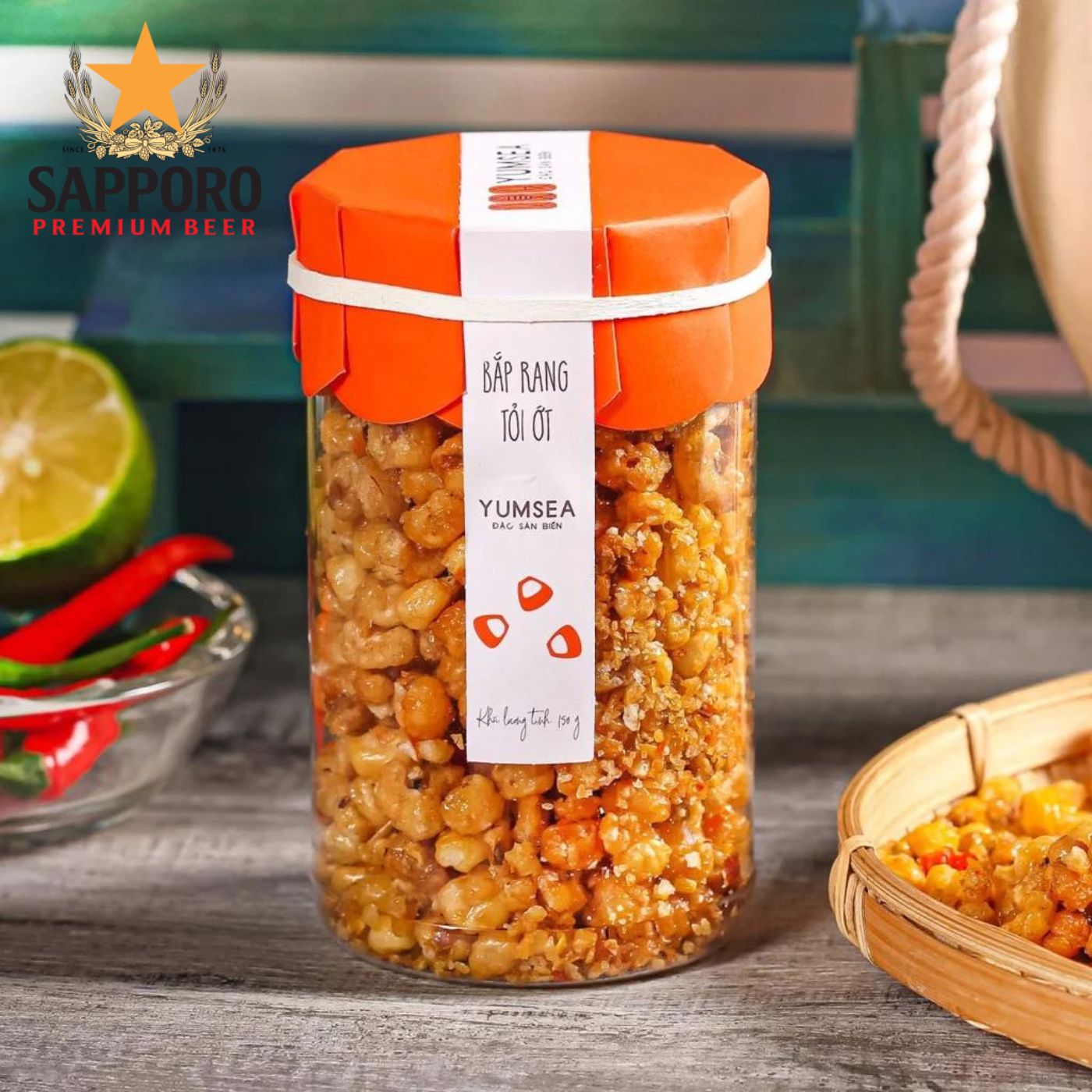 [Quà tặng không bán] 1 Hộp Bắp rang tỏi ớt L'angfarm - 150 Gram