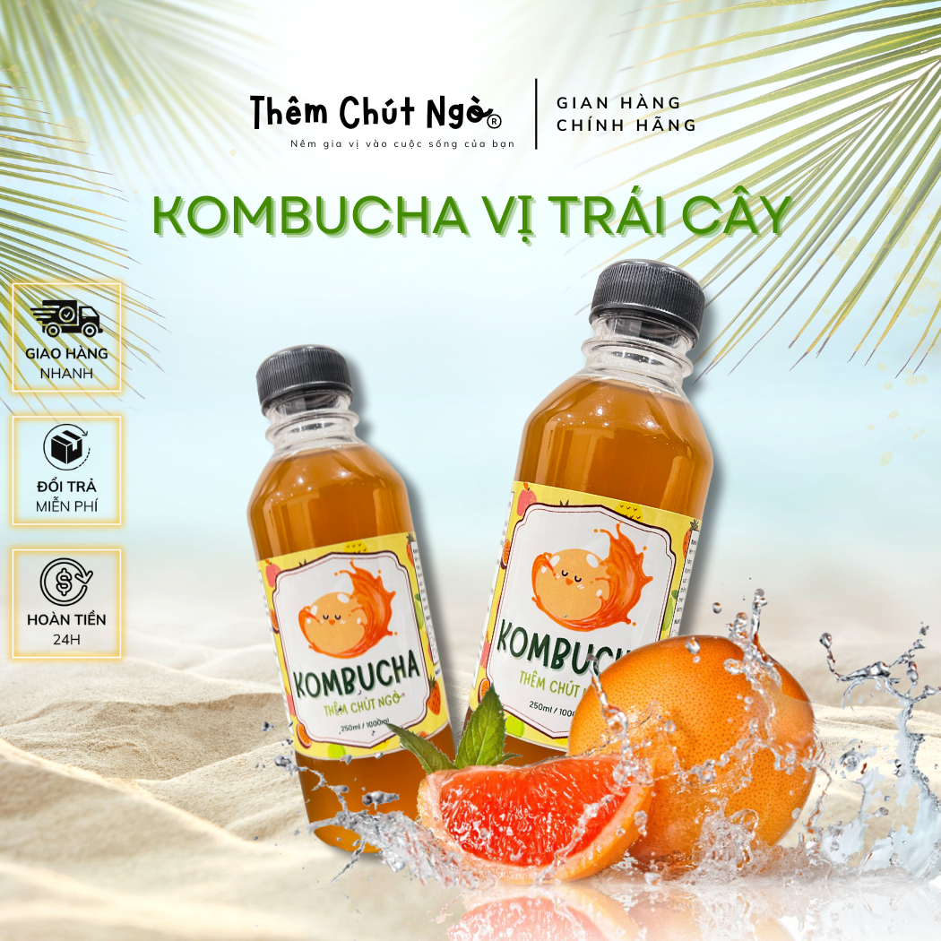 Trà lên men kombucha vị trái cây - Thùng 4 Chai 250ml