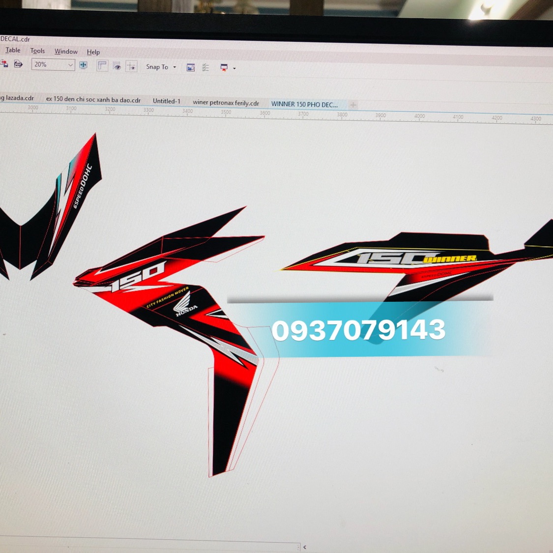 Tem rời honda winner 150 đỏ đen y hình 100%