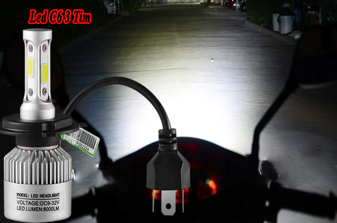 Đèn pha Led C6 3 tim X7 chân H4 ( bảo hành 6 tháng )( giá 1 cái)