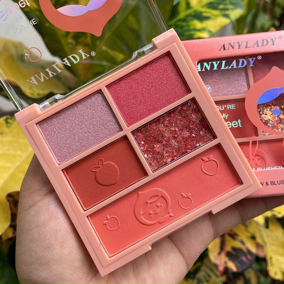 Bảng Phấn Mắt Kèm Phấn Má 5 Ô ANYLADY Peach Sweet CSmp01