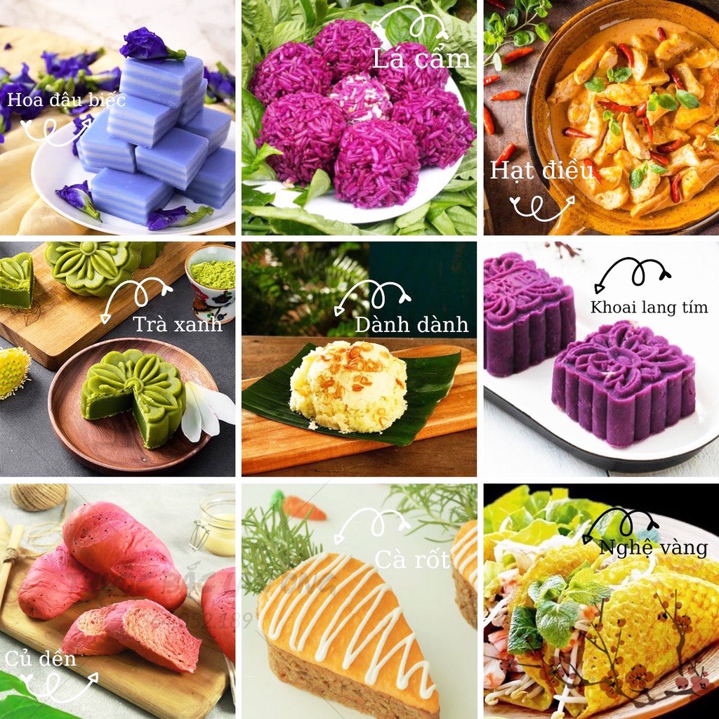 20 loại bột tạo màu thực phẩm (Bột rau củ tạo màu tự nhiên làm xôi làm bánh nấu ăn)