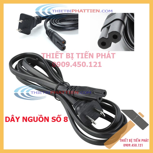 Dây nguồn số 8, dây điện 2 lỗ tròn đa năng dài từ 110mm cao cấp chịu tải 220v 10a max