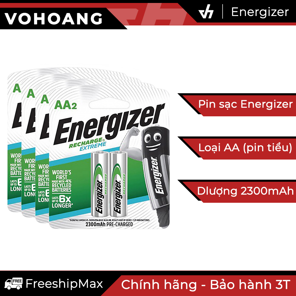 Bộ 8 pin sạc AA Energizer Recharge Extreme 2300mAh