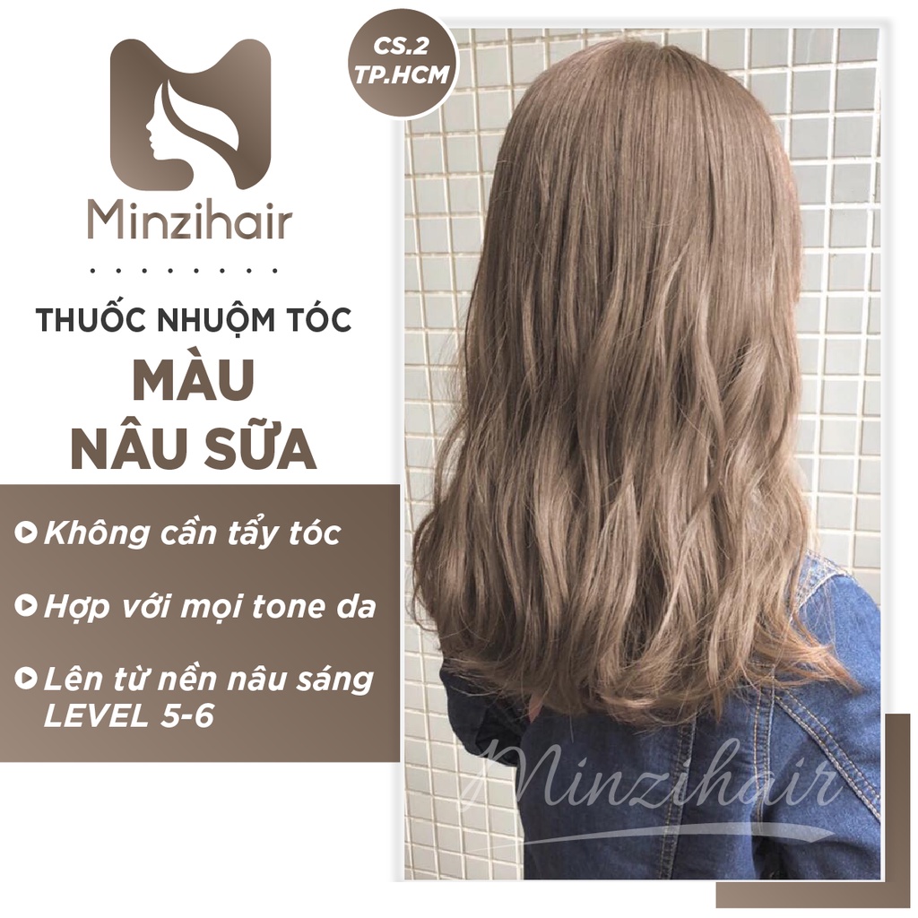 Nâu sữa | thuốc nhuộm tóc màu nâu trà sữa lên từ nền nâu - minzihair