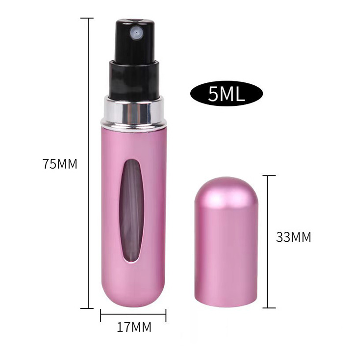 Chai chiết nước hoa mini 5ml, xịt sương, vỏ kim loại