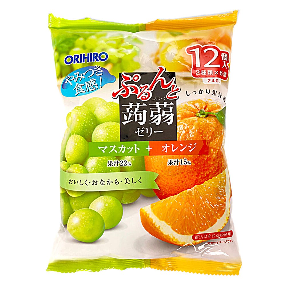 Thạch trái cây Orihiro vị nho xanh và cam