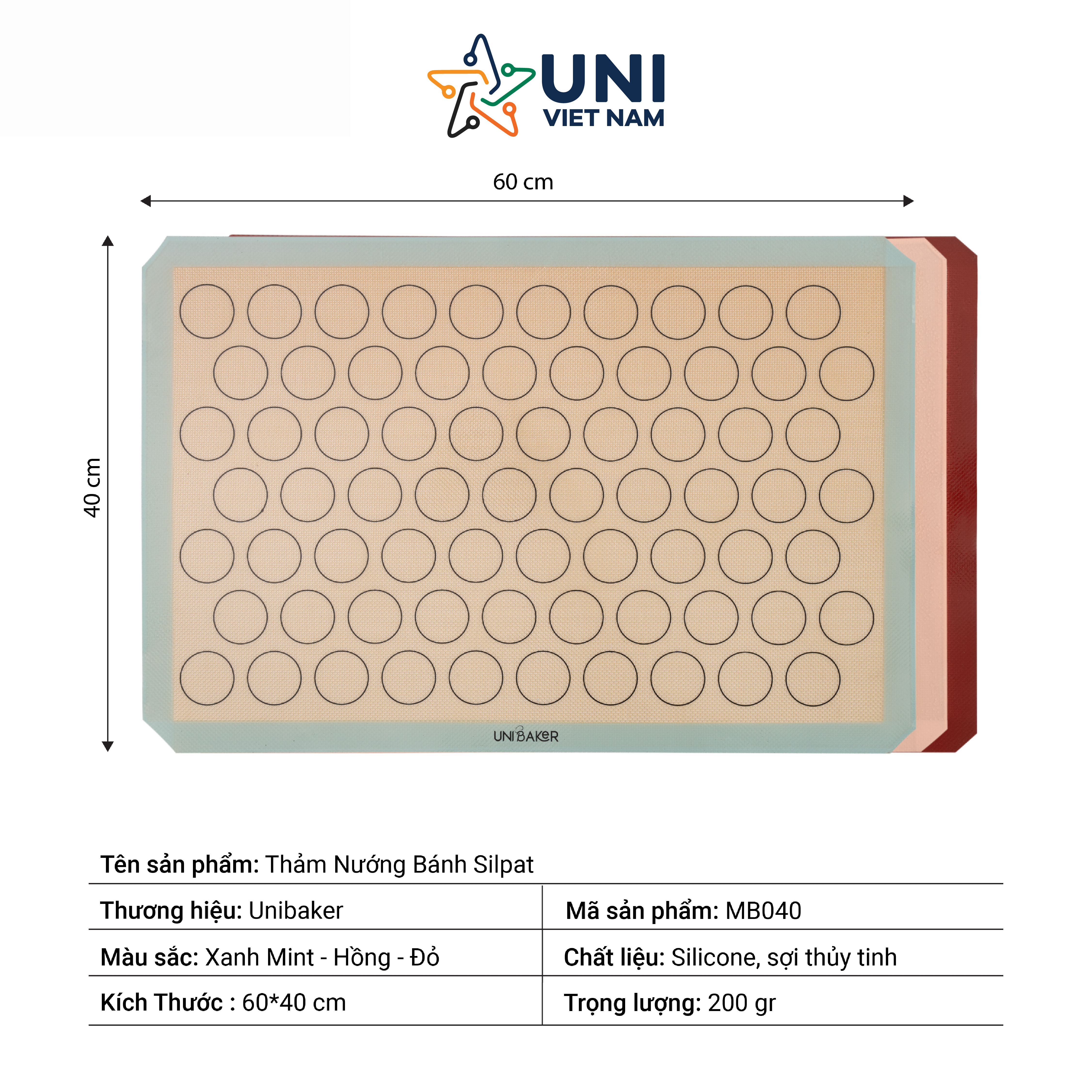 Thảm nướng bánh Silpat Unibaker MB040