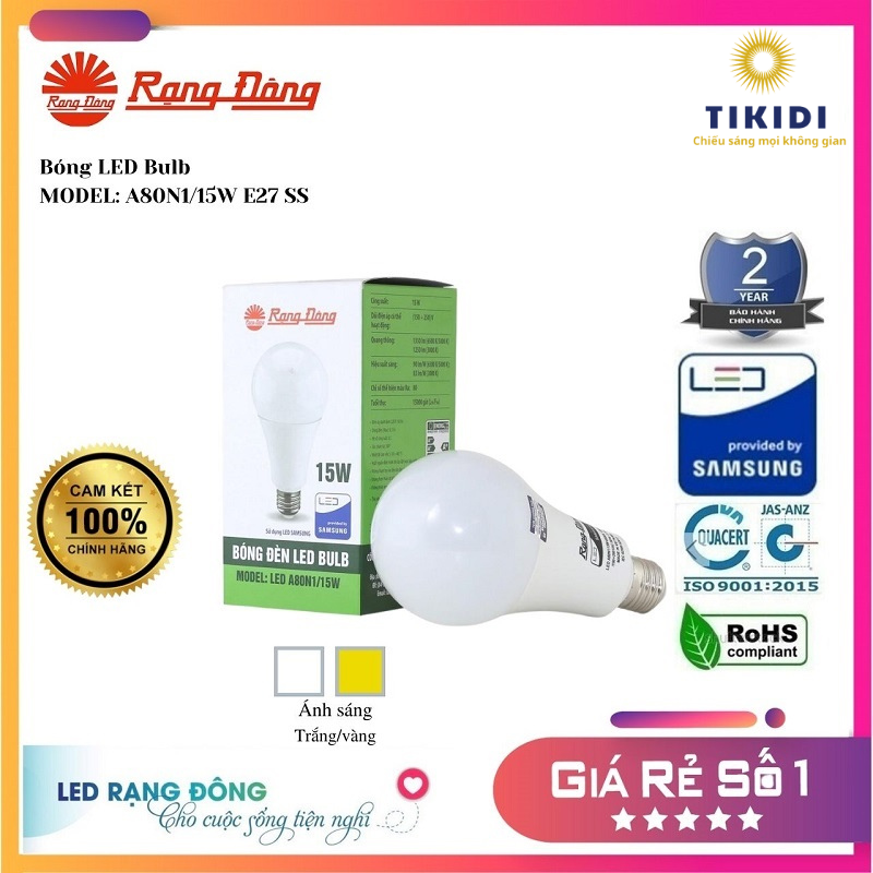 Bóng LED Bulb Rạng Đông  A80N1/15W E27 SS