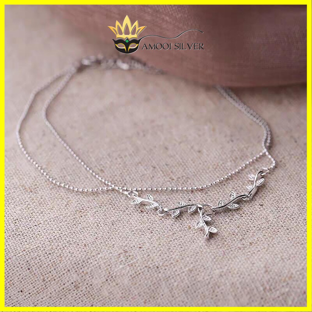 Lắc tay bạc S925 dây đôi lá - Amooi Silver AT44
