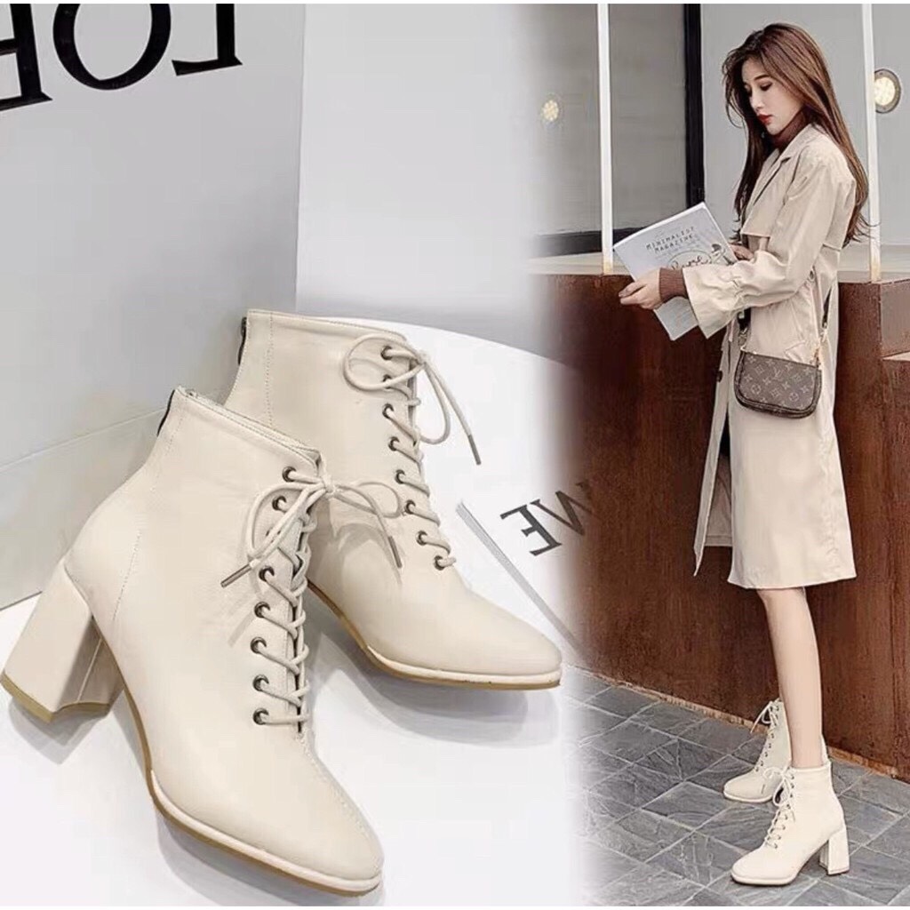 Bốt da  ,giày cổ cao da mềm hóa sau
